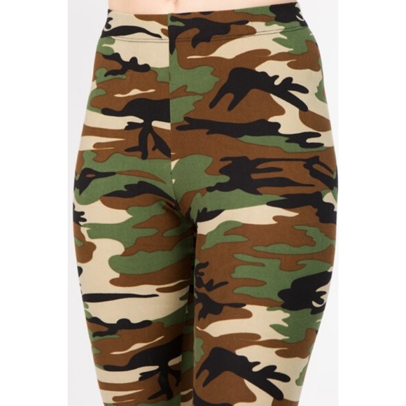 Full Length Stretch Army Camo Print Leggings Pants - Picture 3 of 7
